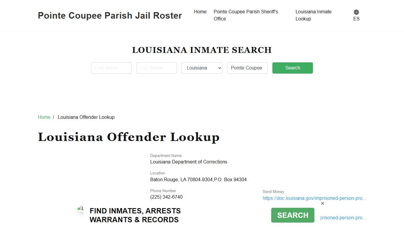 Louisiana Inmate Search, Jail Rosters