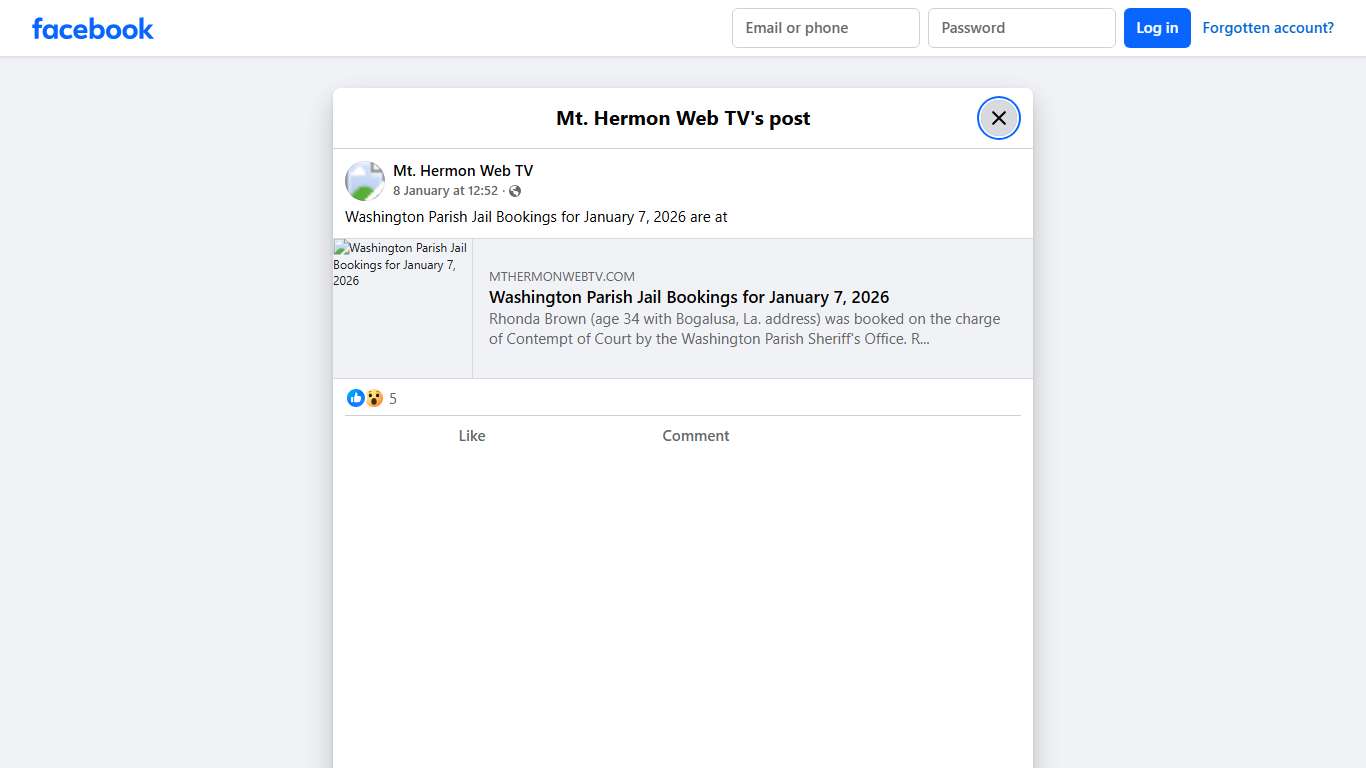 Washington Parish Jail Bookings for... - Mt. Hermon Web TV | Facebook