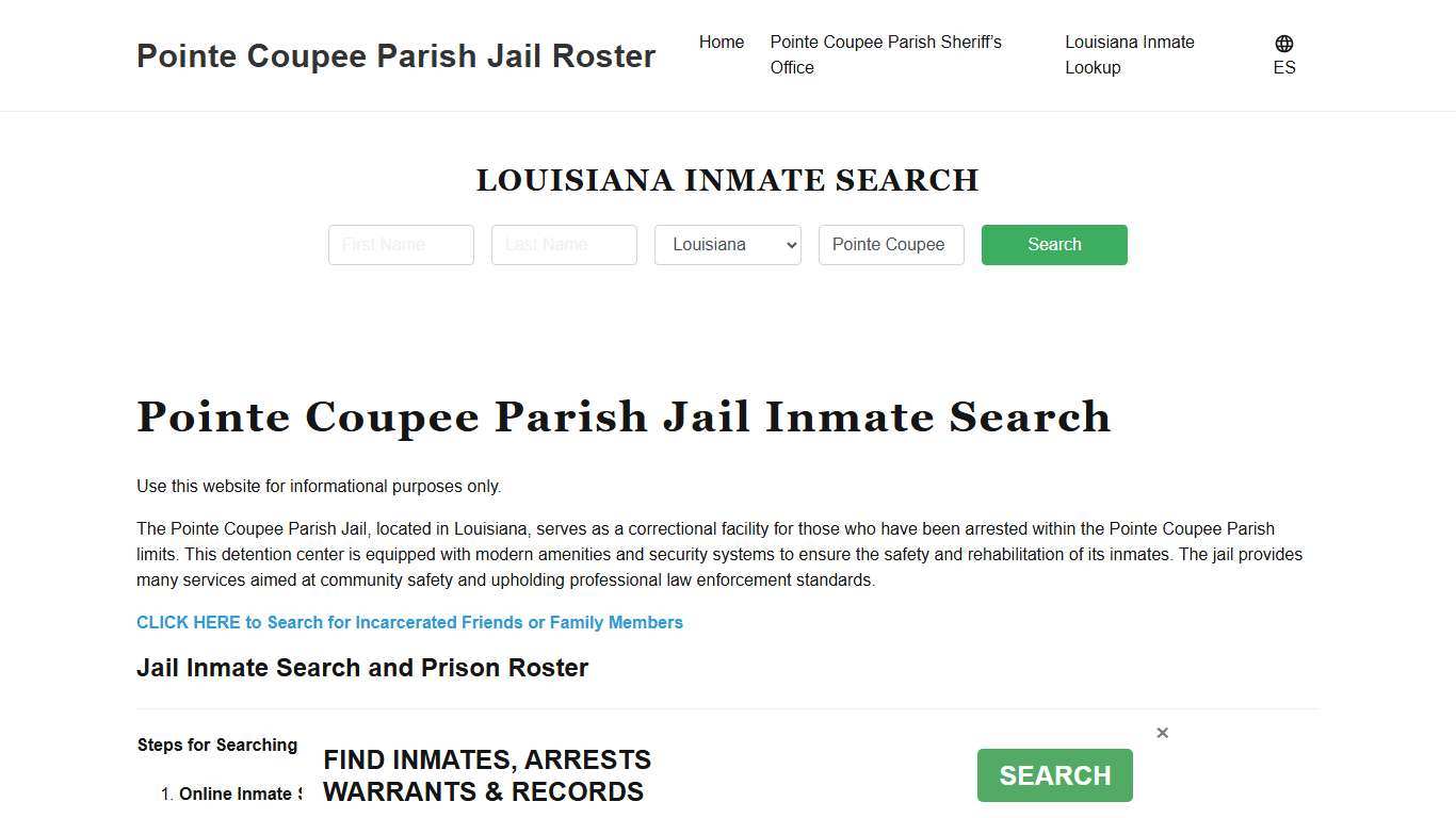 Pointe Coupee Parish Jail Roster Lookup, LA, Inmate Search